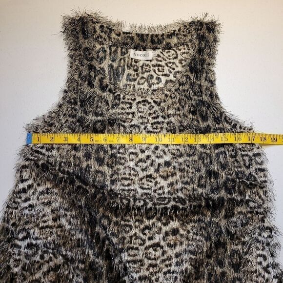 Adore Leopard Animal Print Eyelash Fringe Fabric Tank Top Women's size Medium - Picture 12 of 14